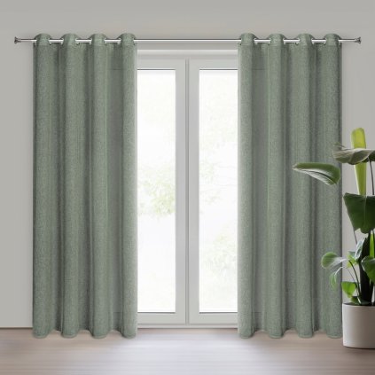 ZÁVĚS NA KROUŽCÍCH ANGELICA 140X250 CM ZELENÁ