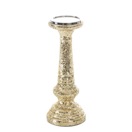 SKLENĚNÝ SVÍCEN MELIA (FI) 12X31 CM ZLATÝ