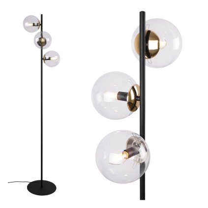 lampa stojaca podlogowa siena bezbarwne kule ze szkla zlote dodatki glamour do salonu