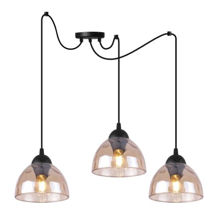 lampa sufitowa venice wiszaca potrojny zyrandol typu pajak miodowe szklo loft nad stol