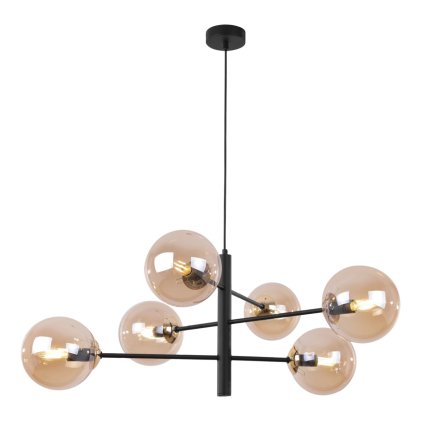 lampa wiszaca vicenza sufitowa czarna zlote dodatki klosze kule zyrandol glamour e14