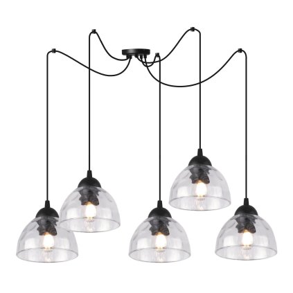 lampa wiszaca venice sufitowa dlugi czarny pajak bezbarwne szklane misy loft elegancki