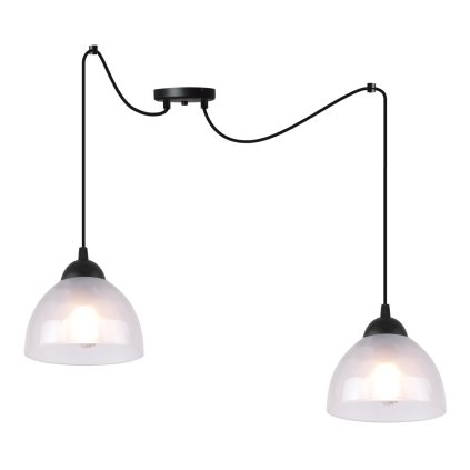 lampa wiszaca venice sufitowa podwojna czarny pajak loft biale mleczne klosze szklane