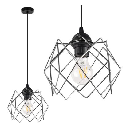 lampa wiszaca stella sufitowa czarna srebrny chromowany klosz nowoczesna loft pojedyncza