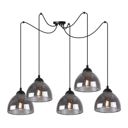 lampa sufitowa venice wiszaca dlugi elegancki czarny pajak grafitowe szklo nad stol i wyspe