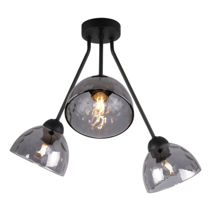 lampa sufitowa potrojna venice zyrandol grafitowa czarna konstrukcja loft do salonu