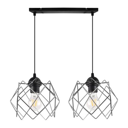 lampa sufitowa stella wiszaca podwojny zyrandol typu listwa klosze chrom do kuchni i salonu