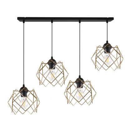 lampa wiszaca stella sufitowa czarna listwa ze zlotymi kloszami nowoczesna nad stol 4xe27