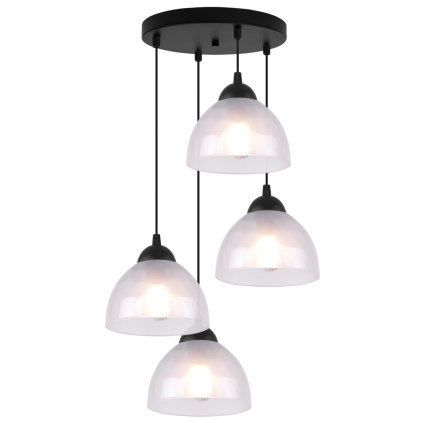 lampa wiszaca venice sufitowa okragly czarny zyrandol z mlecznymi bialymi kloszami ze szkla