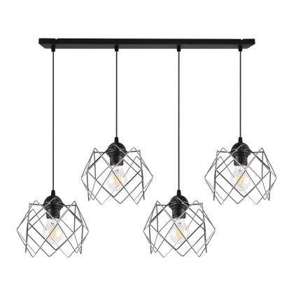 lampa wiszaca sufitowa stella czarny zyrandol typu listwa srebrne metalowe klosze 4 punktowa