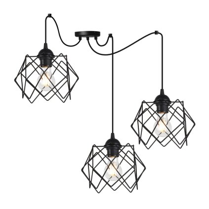 lampa sufitowa stella wiszaca 3 punktowa czarny pajak geometryczne klosze loft do salonu