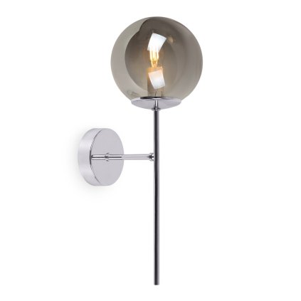 kinkiet scienny siena lampa chrom do lazienki salonu kuchni grafitowa szklana kula nowoczesna 1xe14