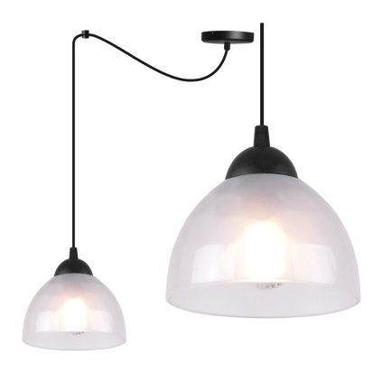 lampa wiszaca venice sufitowa zyrandol typu pajak czarny biale szklo pojedynczy misa