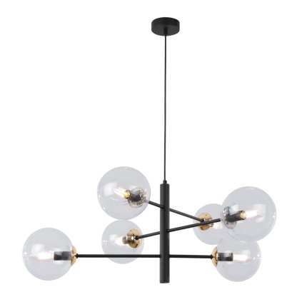 lampa sufitowa vicenza czarna zlote akcenty glamour zyrandol nad stol i wyspe kule e14