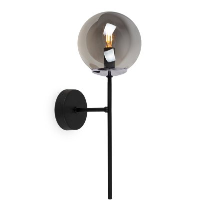 kinkiet scienny siena czarny plafon loft z chromowanymi akcentami grafitowa szklana kula gwint e14