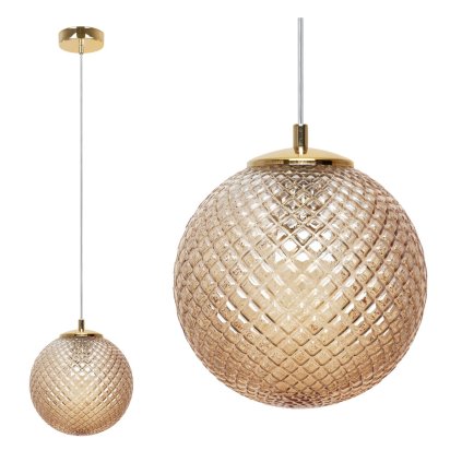 lampa wiszaca cannes sufitowa pojedyncza miodowy krysztal kula glamour do salonu jadalni