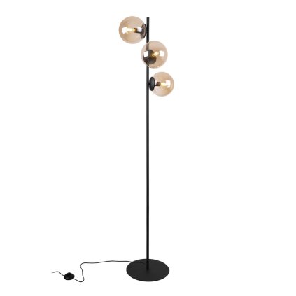 lampa stojaca podlogowa siena potrojna miodowe szklane klosze czarna konstrukcja loft e27