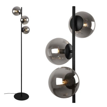 lampa stojaca podlogowa siena czarna grafitowe szklo potrojna loft do salonu pokoju sypialni