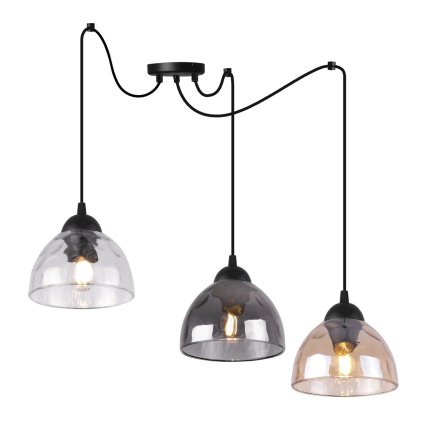 lampa wiszaca venice sufitowa czarny zyrandol typu pajak wielokolorowe szklane misy loft