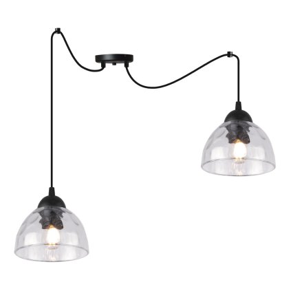 lampa sufitowa venice wiszaca czarny zyrandol typu pajak loft przezroczyste szklo misa