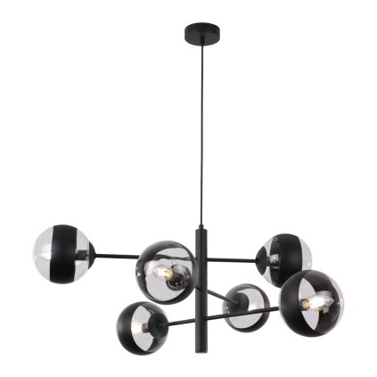 lampa sufitowa toledo wiszaca czarna zyrandol loft z kloszami w ksztalcie kuli 6 zrodel