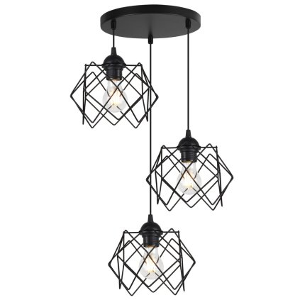 lampa wiszaca stella sufitowa 3 punktowa czarna konstrukcja nowoczesny loft nad stol i wyspe