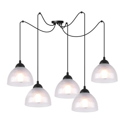 lampa wiszaca venice sufitowa dlugi czarny pajak loft mleczne biale szklane misy do salonu