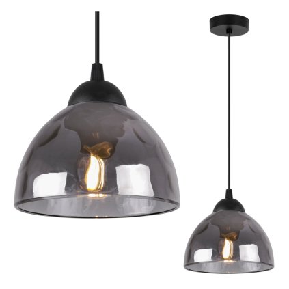 lampa wiszaca pojedyncza venice grafitowy szklany klosz loft do kuchni salonu jadalni