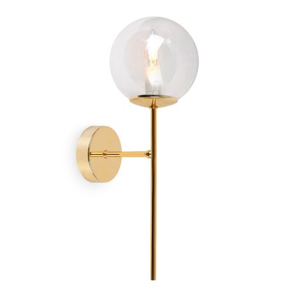 zloty kinkiet scienny siena lampa loft z przezroczystym kloszem w ksztalcie kuli glamour do salonu e14