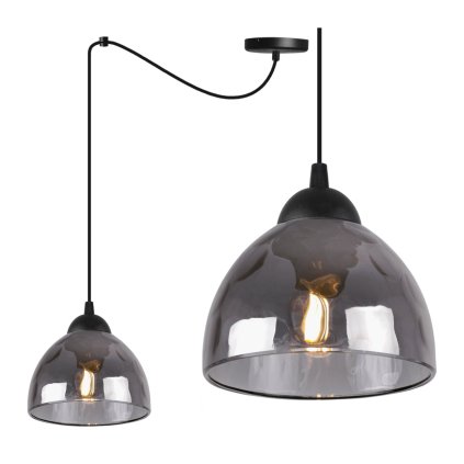 lampa wiszaca venice sufitowa pojedyncza czarny pajak loft grafitowe szklo misa e27