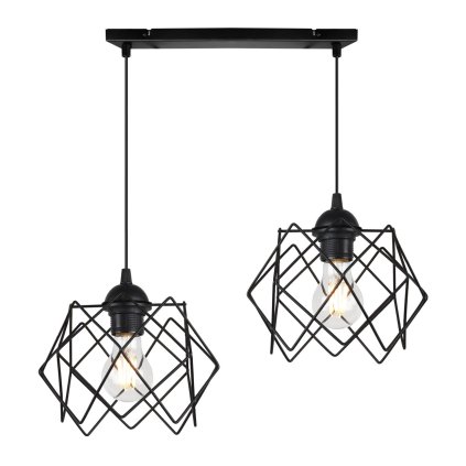 lampa wiszaca stella sufitowa zyrandol loft czarna listwa geometryczne klosze 2 punktowa e27