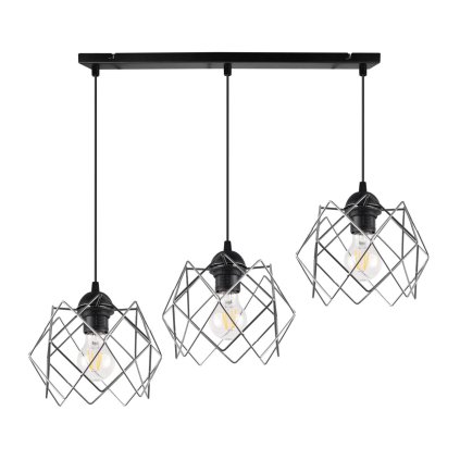 lampa wiszaca stella sufitowa czarny zyrandol loft geometryczne klosze chrom do salonu kuchni