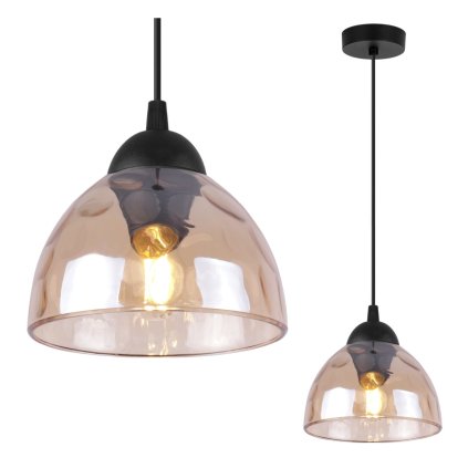 lampa wiszaca venice pojedyncza szklany miodowy klosz loft dekoracyjna polkula