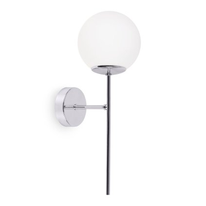 lampa typu kinkiet siena scienna sufitowa konstrukcja chrom bialy klosz w ksztalcie kuli styl loft e14