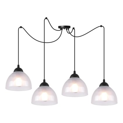 lampa wiszaca venice sufitowa czarny dlugi pajak mleczne biale szklane misy nowoczesny