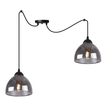 lampa wiszaca venice sufitowa podwojny zyrandol typu pajak loft czarny grafitowy szklany