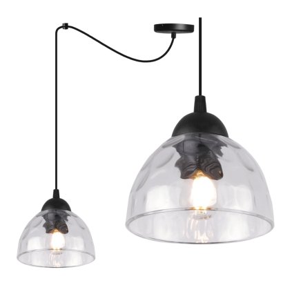 lampa sufitowa venice wiszaca czarny pajak loft dlugi przezroczyste szklo nowoczesny
