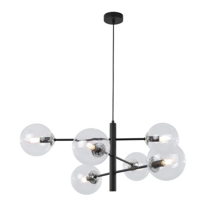 lampa wiszaca vicenza czarna zyrandol z dodatkami glamour chrom bezbarwne kule e14