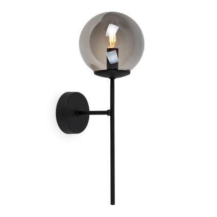 kinkiet siena lampa scienna loft z grafitowym szklanym kloszem czarna konstrukcja do salonu sypialni