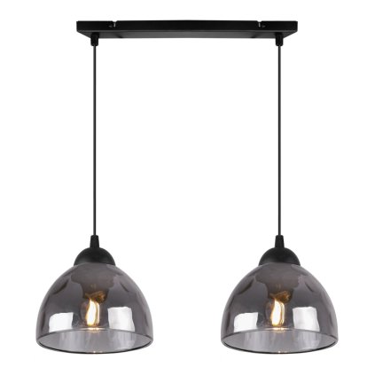 lampa sufitowa venice wiszaca podwojna listwa nad stol i wyspe grafitowe szklane klosze