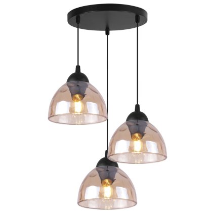 lampa wiszaca venice zyrandol czarna listwa z miodowymi kloszami do kuchni jadalni