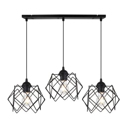 lampa sufitowa stella wiszaca zyrandol potrojna czarna listwa styl loftowy nad stol i wyspe