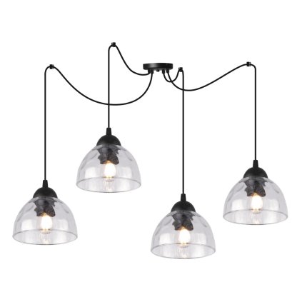 lampa wiszaca venice sufitowa zyrandol pajak czarna konstrukcja loft bezbarwny szklany
