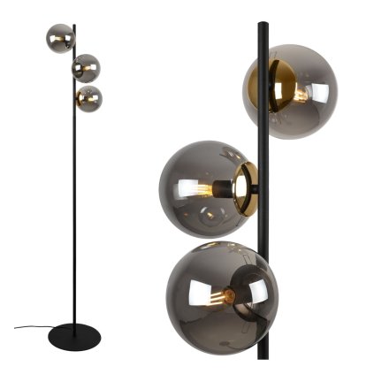 lampa stojaca podlogowa siena czarno zlota grafitowe kule ze szkla glamour do salonu i jadalni