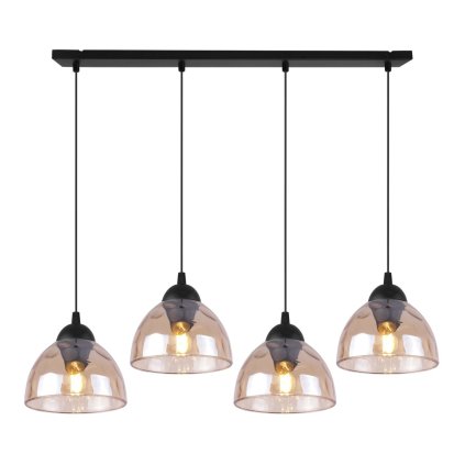 lampa sufitowa venice wiszaca zyrandol czarna listwa miodowe szklane misy nad stol