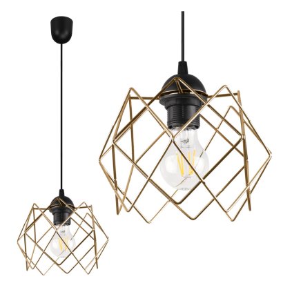 lampa wiszaca stella pojedynczy czarny zyrandol zloty klosz loft nowoczesny glamour 21cm