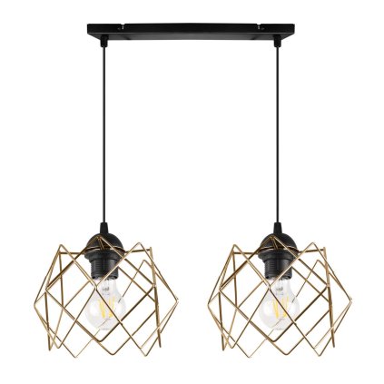 lampa wiszaca stella sufitowa zlota czarna listwa loft nad stol i wyspe nowoczesna glamour