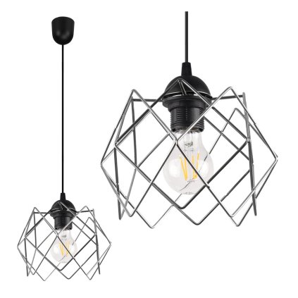 lampa wiszaca stella sufitowa zyrandol srebrny klosz chrom czarna konstrukcja glamour loft