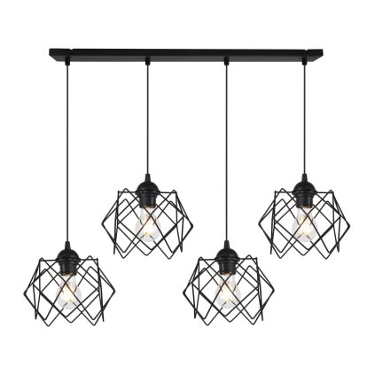 lampa sufitowa stella wiszaca zyrandol typu listwa czarne klosze styl loft do kuchni salonu