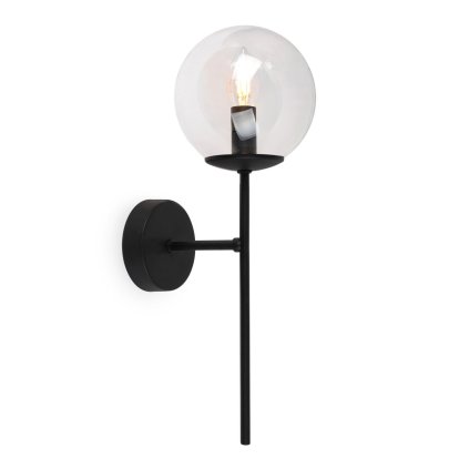 lampa scienna siena czarny kinkiet scienny sufitowy plafon loft z przezroczystym szklanym kloszem kula